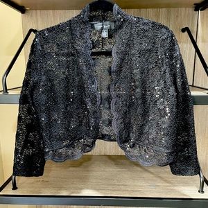 Elegant black lace bolero with sequences